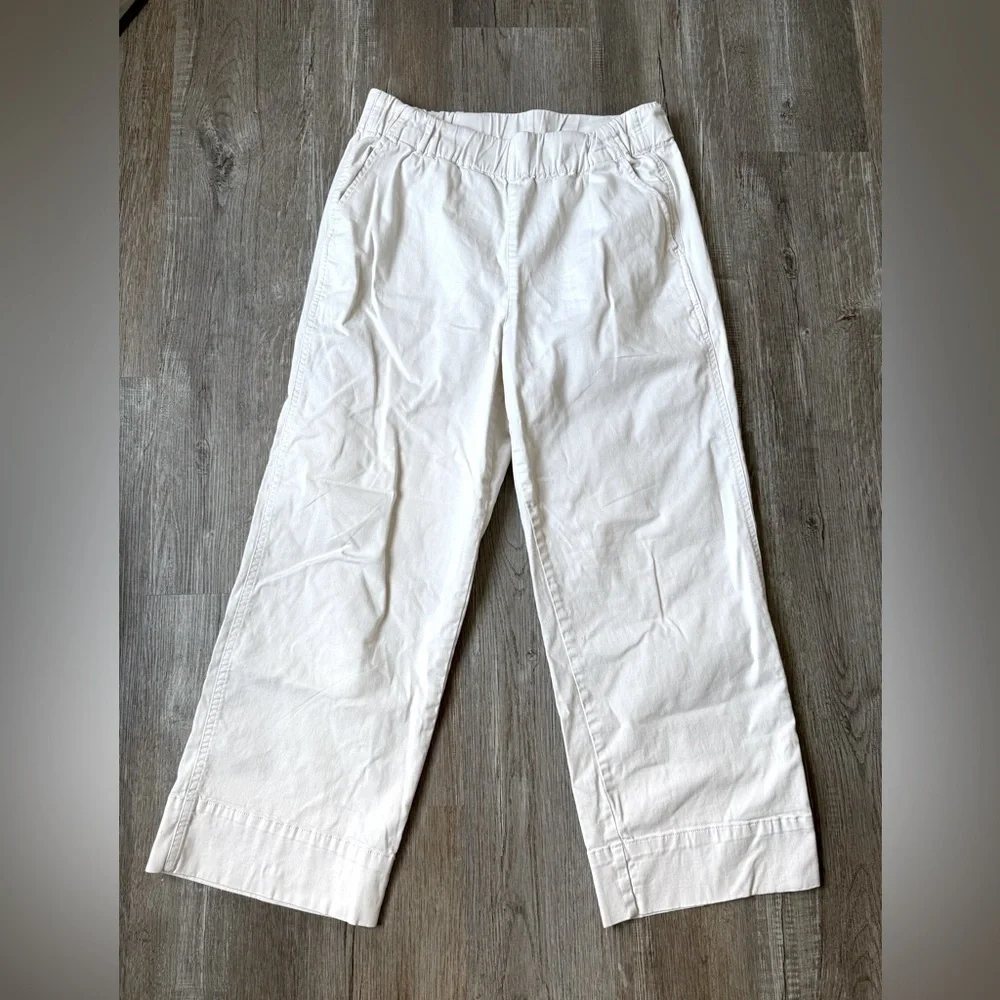 J. Crew Wide Leg Trouser Pants White Cream Size M Stretchy Hippie Boho Trendy
